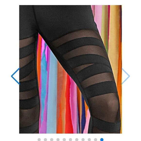 New POP Fit "Ava" Black High-Waisted Mesh Bandage Panels Leggings - Picture 5 of 14